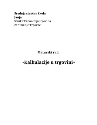 Kalkulacije u trgovini