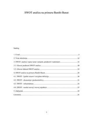 SWOT analiza na primeru Bambi-Banat
