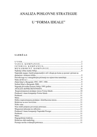 Analiza poslovne strategije u “FORMA IDEALE”