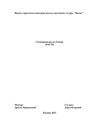 Masti: seminarski rad iz hemije