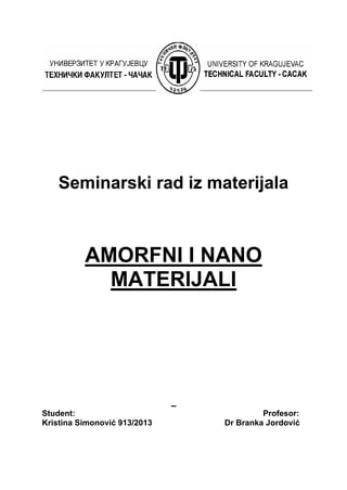 Amorfni i  nano materijali