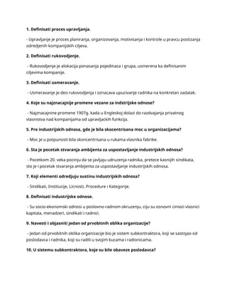 Osnove menadžmenta – pitanja i odgovori