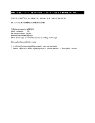 Studija slucaja na primeru kompanije Energoprojekt