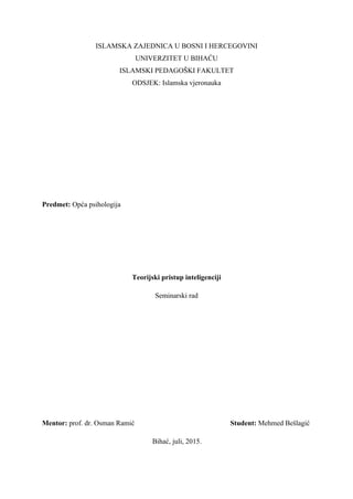 Teorijski pristup inteligenciji