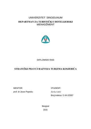 Strateski pravci razvoja turizma Kosjerica