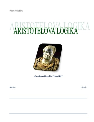 Aristotelova logika: analiza osnovnih principa i doprinosa