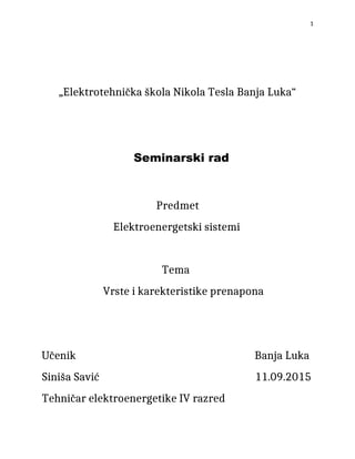 Vrste i karekteristike prenapona