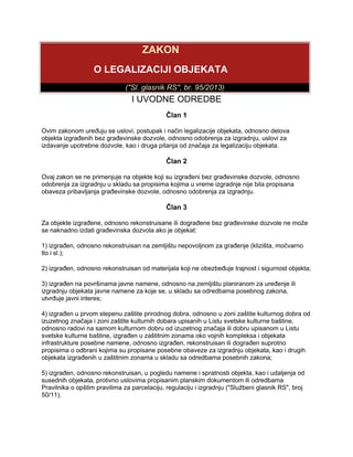 Zakon o legalizaciji objekata