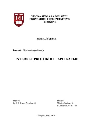 Internet protokoli i aplikacije