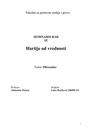 Analiza obveznica kao instrumenta finansiranja