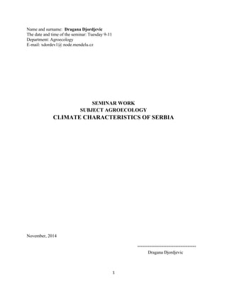 Climate characteristics of Serbia