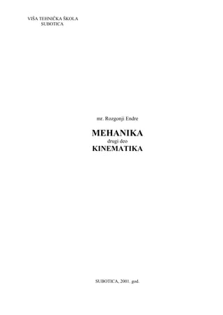 Mehanika – drugi deo – Kinematika