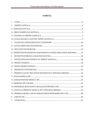 Finansiranje infrastrukture sa trzista kapitala