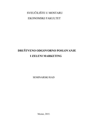 Društveno odgovorno poslovanje i zeleni markrting