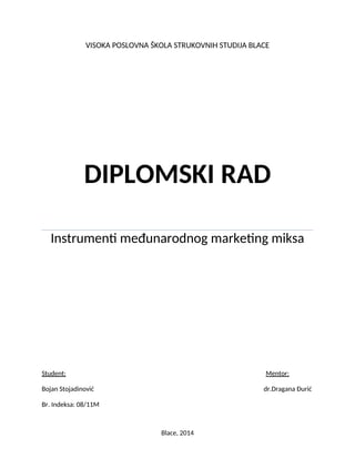 Instrumenti međunarodnog marketing miksa