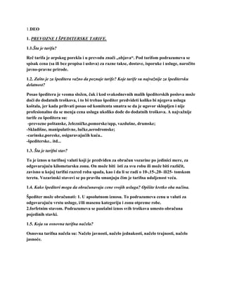 Prevozne i špediterske tarife: skripta