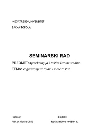 Zagadjenje vazduha i mere zastite