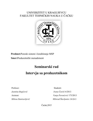 Intervju sa preduzetnikom