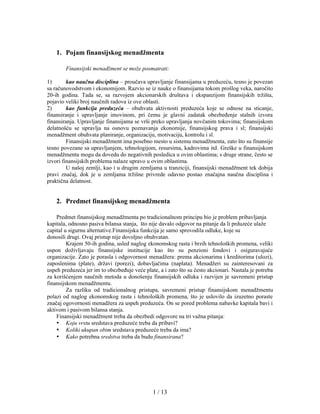 Pojam finansijskog menadzmenta