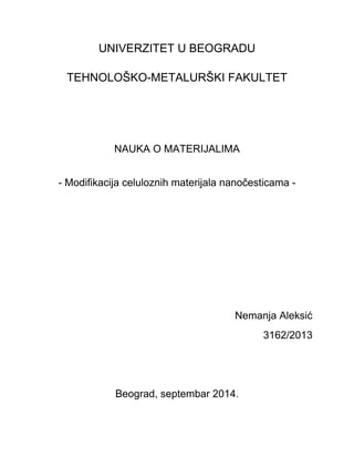 Modifikacija celuloznih materijala nanočesticama