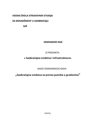 Saobraćajna sredstva za prevoz putnika u gradovima