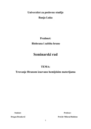 Trovanje Hranom izazvano hemijskim materijama