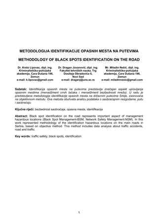 Metodologija dentifikacije opasnih mesta na putevima