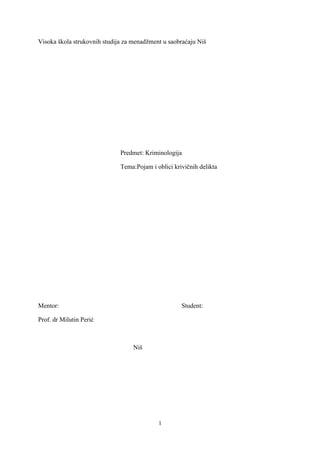 Pojam i oblici krivicnih delikata