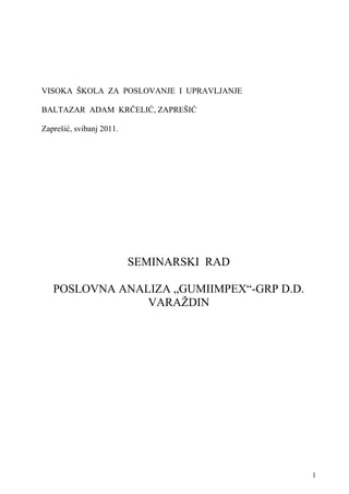 Poslovna analiza “Gumiimpex”-grip d.d. Varaždin