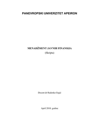 Menadžment javnih finansija