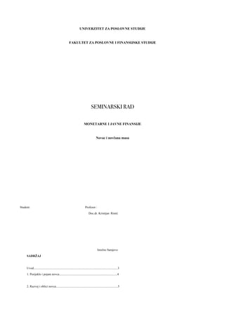 Novac i novčana masa