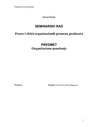 Proces i efekti organizacionih promena preduzeća