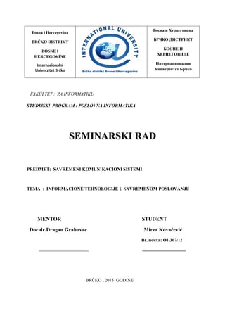 Informacione tehnologije u savremenom poslovanju