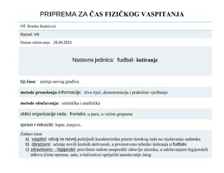 Priprema za časfizičkog vaspitanja – Fudbal