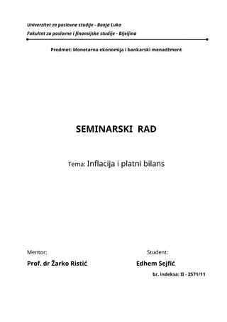 Inflacija i platni bilans