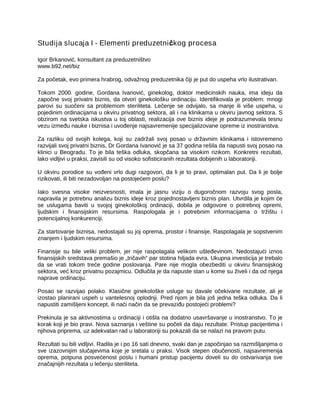 Studija slučaja (elementi preduzetničkog procesa)