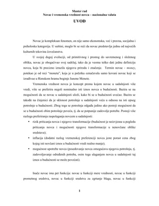 Novac i vremenska vrednost novca / nacionalna valuta