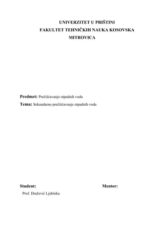 Sekundarno prečišćavanje otpadnih voda