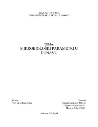 Mikrobioloski parametri u Dunavu