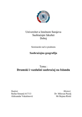 Drumski i vazdušni saobraćaj na Islandu