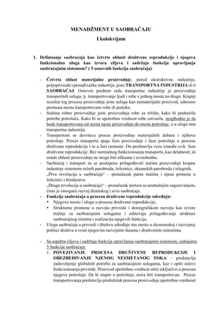 Saobracaj u turizmu (I kolokvijum)