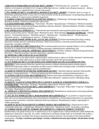 Menadžment u sportu  (pitanja i odgovori)