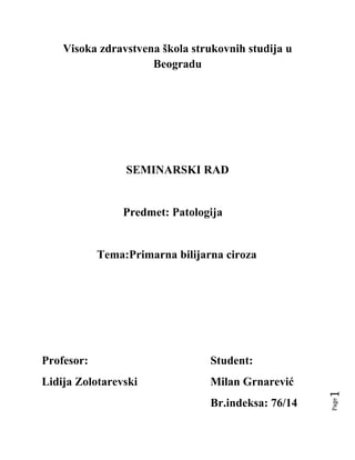 Bilijarna ciroza jetre