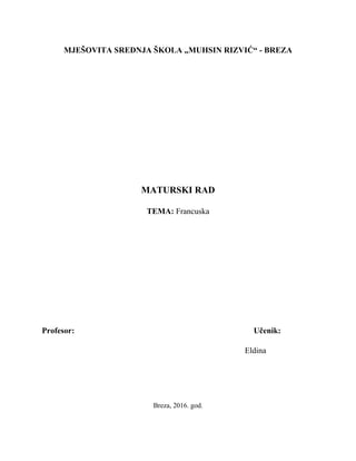 Francuska: maturski rad