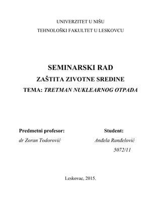 Tretman nuklearnog otpada