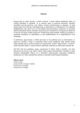 Značaj i tajne pregovaranja