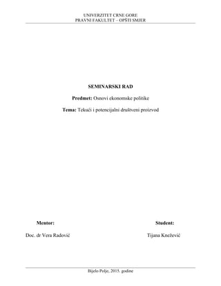 Tekući i potencijalni društveni proizvod