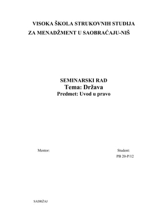 Država: elementi i karakteristike