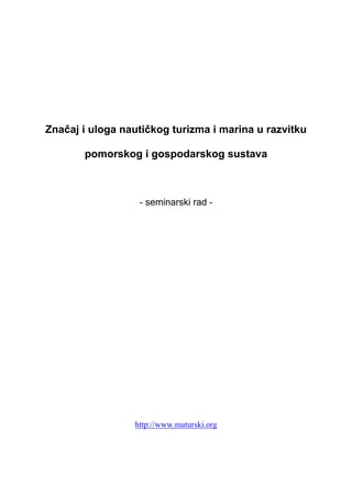 Uloga i znacaj nautickog turizma