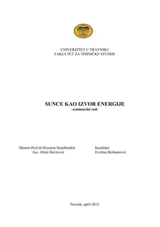 Sunce kao izvor energije